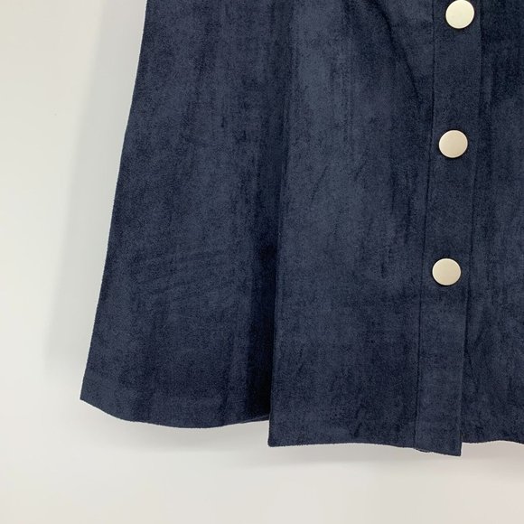 Raga Skirt Tara Blue Faux Suede Button Down Front Mini - Picture 5 of 11